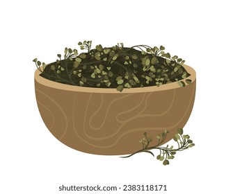 Jonjoli, gourmet,delicacy hot and sour seasoning.Marinated,pickled buds with capers taste.Greenery, Condiment,savory snack.Caucasian Kartuli food,Sakartvelo cuisine.Flat vector illustration isolated