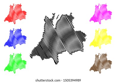 Jonkoping County (Counties of Sweden, Kingdom of Sweden) map vector illustration, scribble sketch Jönköping map