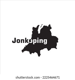 Mapa de Jonkoping y diseño de letras negras sobre fondo blanco