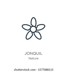 Jonquil icon. Thin linear jonquil outline icon isolated on white background from nature collection. Line vector sign, symbol for web and mobile