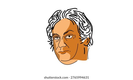 Jons Jacob Berzelius portrait, flat vector illustration