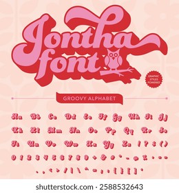 Jontha groovy retro bold Font alphabet vector file