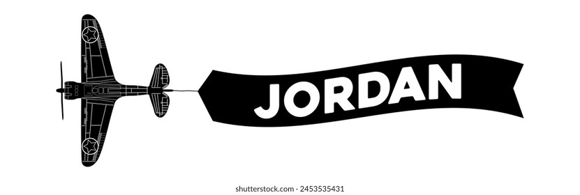 Jordan advertisement banner is attached to the plane