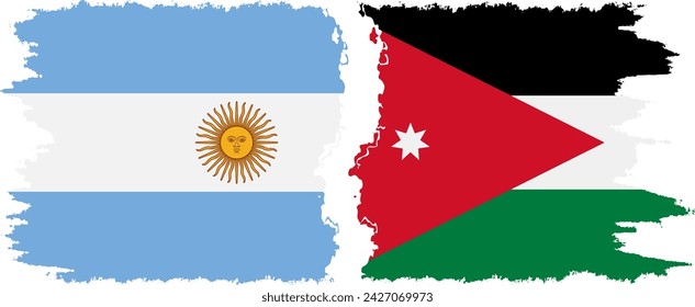 Jordan and Argentina grunge flags connection, vector