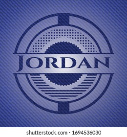 Jordan badge with jean texture. Vector Illustration. Detailed.