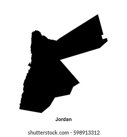 Jordan black map,border with name of country