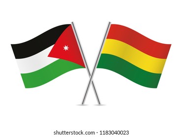 Jordan and Bolivia flags. Vector illustration.
