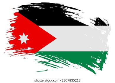 Jordan brush stroke flag vector background. Hand drawn grunge style Hashemite Kingdom of Jordan painted isolated banner.
