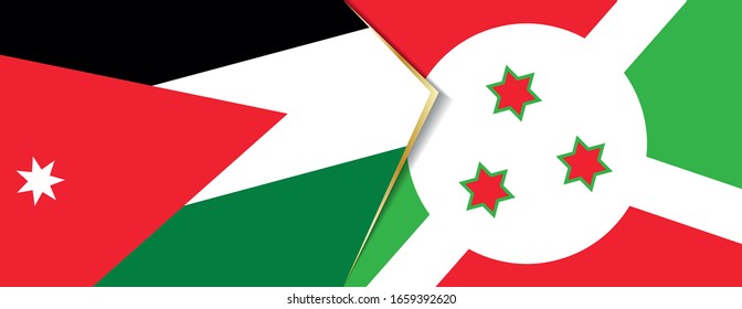 Jordan and Burundi flags, two vector flags symbol of relationship or confrontation.