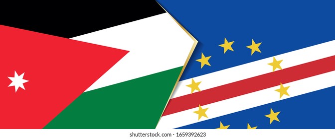 Jordan and Cape Verde flags, two vector flags symbol of relationship or confrontation.