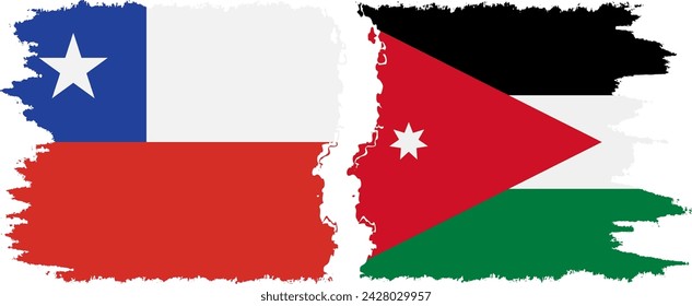 Jordan and Chile grunge flags connection, vector