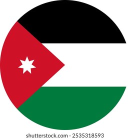 Jordan Circle Flag, Circle Flag of Jordan, Vector Images