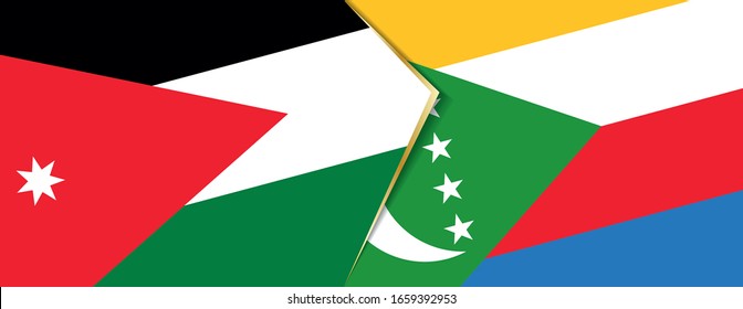Jordan and Comoros flags, two vector flags symbol of relationship or confrontation.