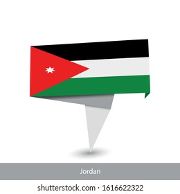 Jordan Country flag. Folded ribbon banner flag. Flat flag vector illustration.