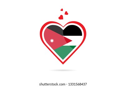 Jordan Country Flag Inside Love Heart  Design Suitable For A Logo Icon Design