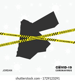 Jordan country map Lockdown template for Coronavirus pandemic for stop virus transmission. COVID 19 Awareness Template