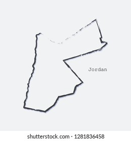 Jordan country map shape. Brush style. Vector illustration