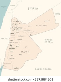 Jordan - detailed map with administrative divisions country. Vector illustration