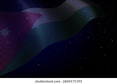 Jordan digital flag made of dots, waving over a starry dark background