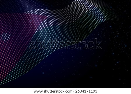 Jordan digital flag made of dots, waving over a starry dark background