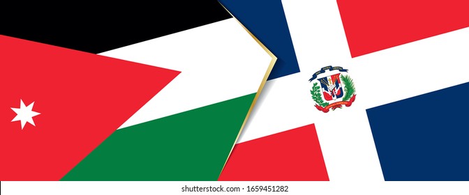 Banderas de Jordania y República Dominicana, dos banderas vectoriales símbolo de relación o enfrentamiento.