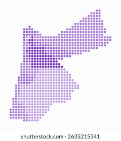 Jordan pontilhou o mapa. Mapa de estilo digital do país sobre fundo branco. Forma de Jordânia com pontos circulares. Estilo de pontos coloridos. Círculos grandes. Ilustração de vetor simples.