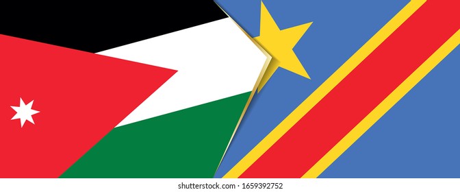 Banderas de Jordania y la República Democrática del Congo, dos banderas vectoriales símbolo de relación o enfrentamiento.