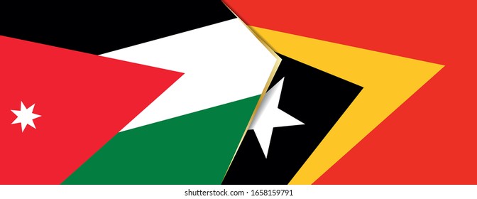 Jordan and East Timor flags, two vector flags symbol of relationship or confrontation.