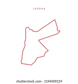 Jordan editable outline map. Hashemite Kingdom of Jordan red border. Country name. Adjust line weight. Change to any color. Vector illustration.