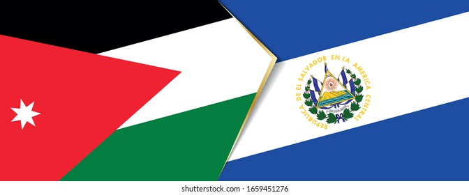 Jordan and El Salvador flags, two vector flags symbol of relationship or confrontation.