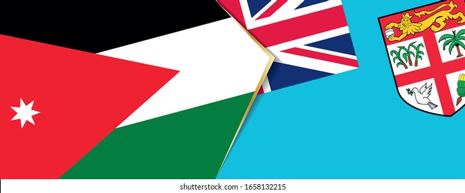 Jordan and Fiji flags, two vector flags symbol of relationship or confrontation.