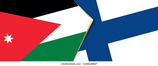Jordan and Finland flags, two vector flags symbol of relationship or confrontation.