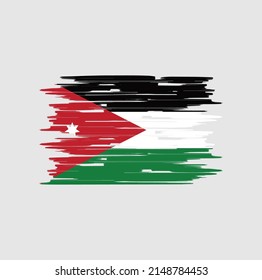 Vector de pincel de bandera de Jordania. Bandera nacional