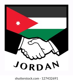 Jordan flag and business handshake, vector illustration