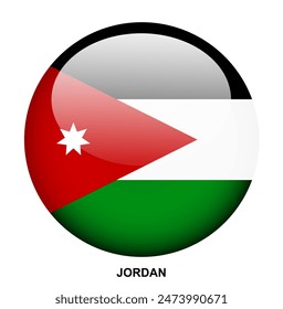 Botón de la bandera de JORDANIA sobre fondo blanco