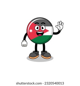 jordan flag cartoon doing wave hand gesture , character design