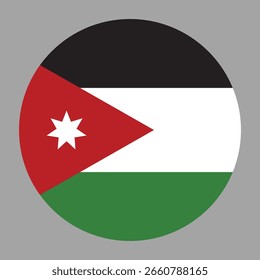  Bandeira da Jordânia . Bandeira do círculo jordaniano . Botão da bandeira jordana . Ilustração vetorial