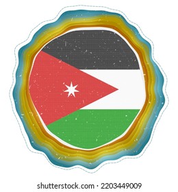Jordan flag in a circular frame. Badge of the country. Elegant vector illustration.