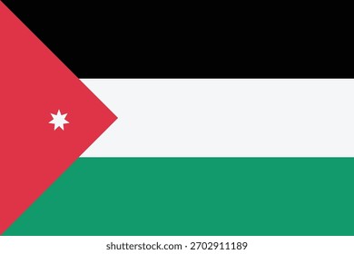 Jordan flag, clean lines vector illustration with slightly softened colors, 2 by 3 proportions