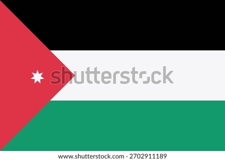 Jordan flag, clean lines vector illustration with slightly softened colors, 2 by 3 proportions
