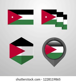 Jordan flag design set vector