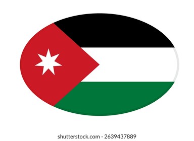 Jordan flag ellipse shaped. vector	