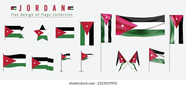 Jordan flag, flat design of flags collection