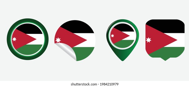 jordanische Flagge. Flachsymbol-Vektorgrafik