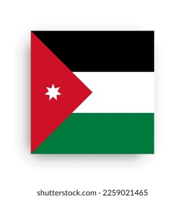 Jordan flag - flat vector square with sharp corners and dropped shadow.