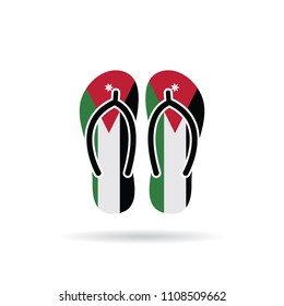 Jordan flag flip flop sandals icon on a white background.