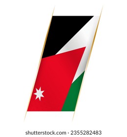 Jordan flag in the form of a banner with waving effect and shadow. Modern vector design.