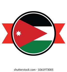 Jordan flag in glossy round button of icon. flag logo of Jordan emblem isolated on white background, Jordan national concept sign, Vector illustration.