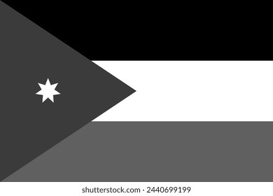 Jordan flag - greyscale monochrome vector illustration. Flag in black and white