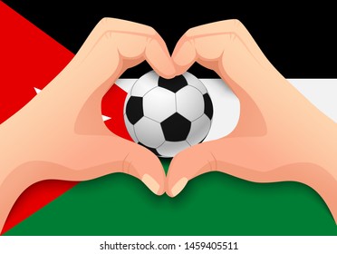 jordan flag and hand heart shape. National football background. Soccer ball with flag of Jordan vector illustration